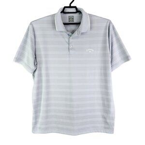 Mens Callaway Opti-Dri Golf Polo Shirt Gray w/ Stripes Short Sleeve Size XL